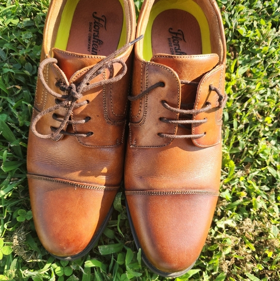 Florshein Cap Toe Dress Oxford SHOES Cognac Lace Up Size 9D Like NEW - Picture 4 of 12